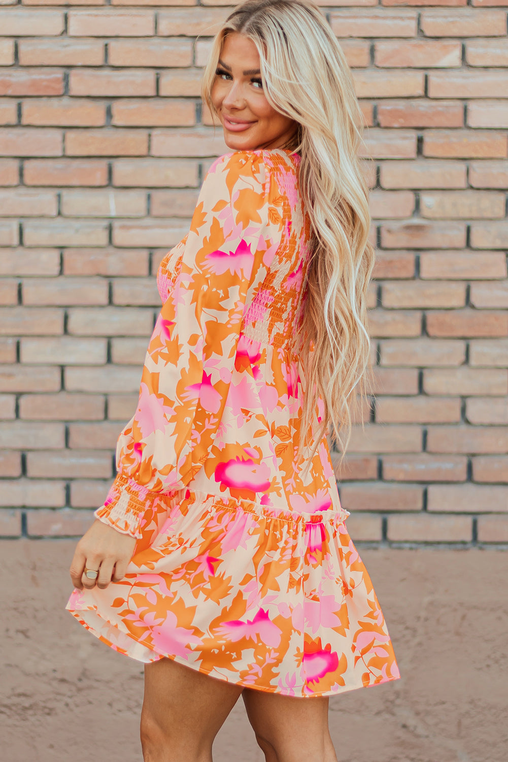 Threaded Pear Jane Sleeve Ruffle Mini Dress