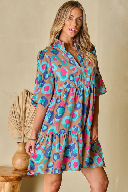 Threaded Pear Emerie Sleeve Slit Ruffled Dress