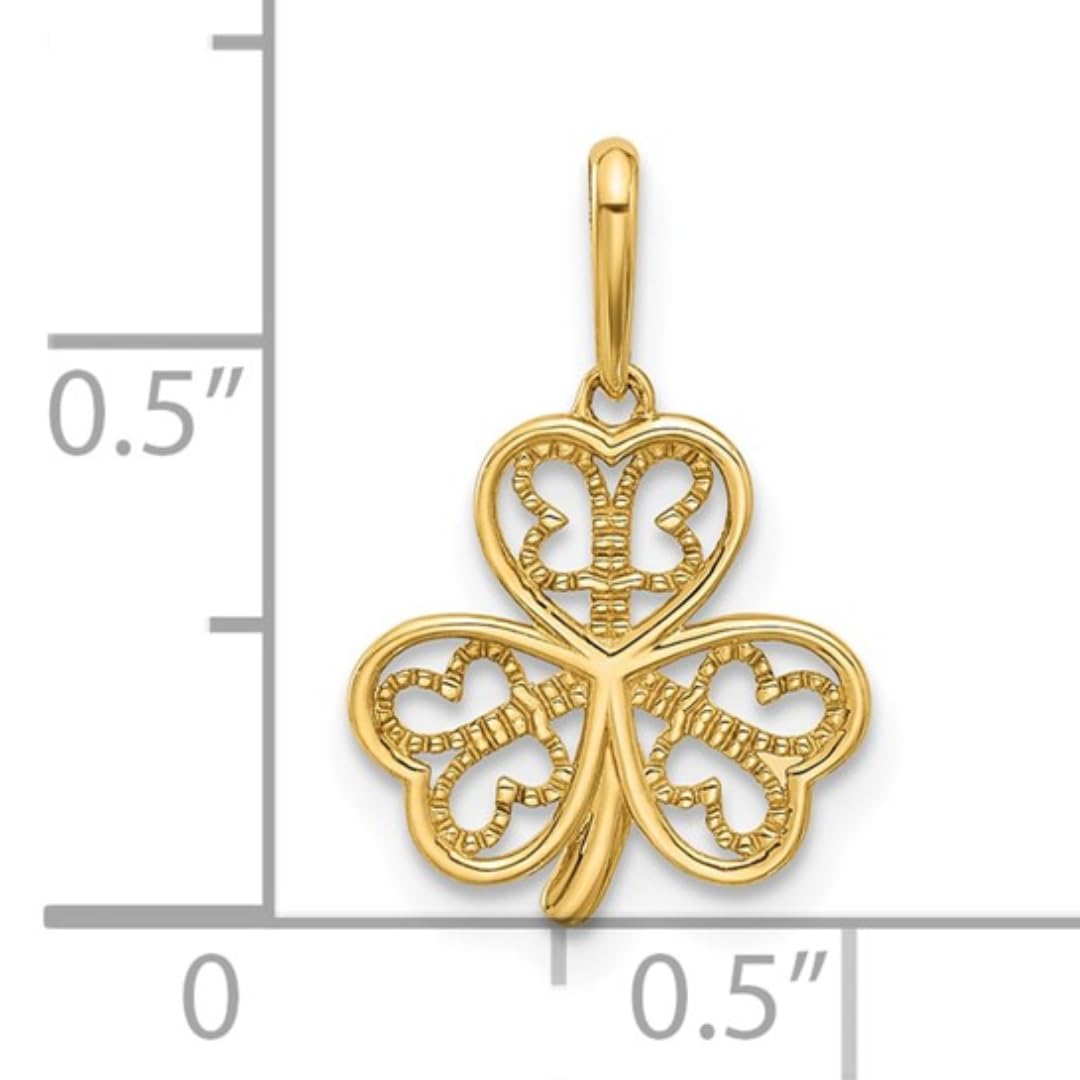 Three Leaf Clover Charm 14K Yellow Gold Pendant
