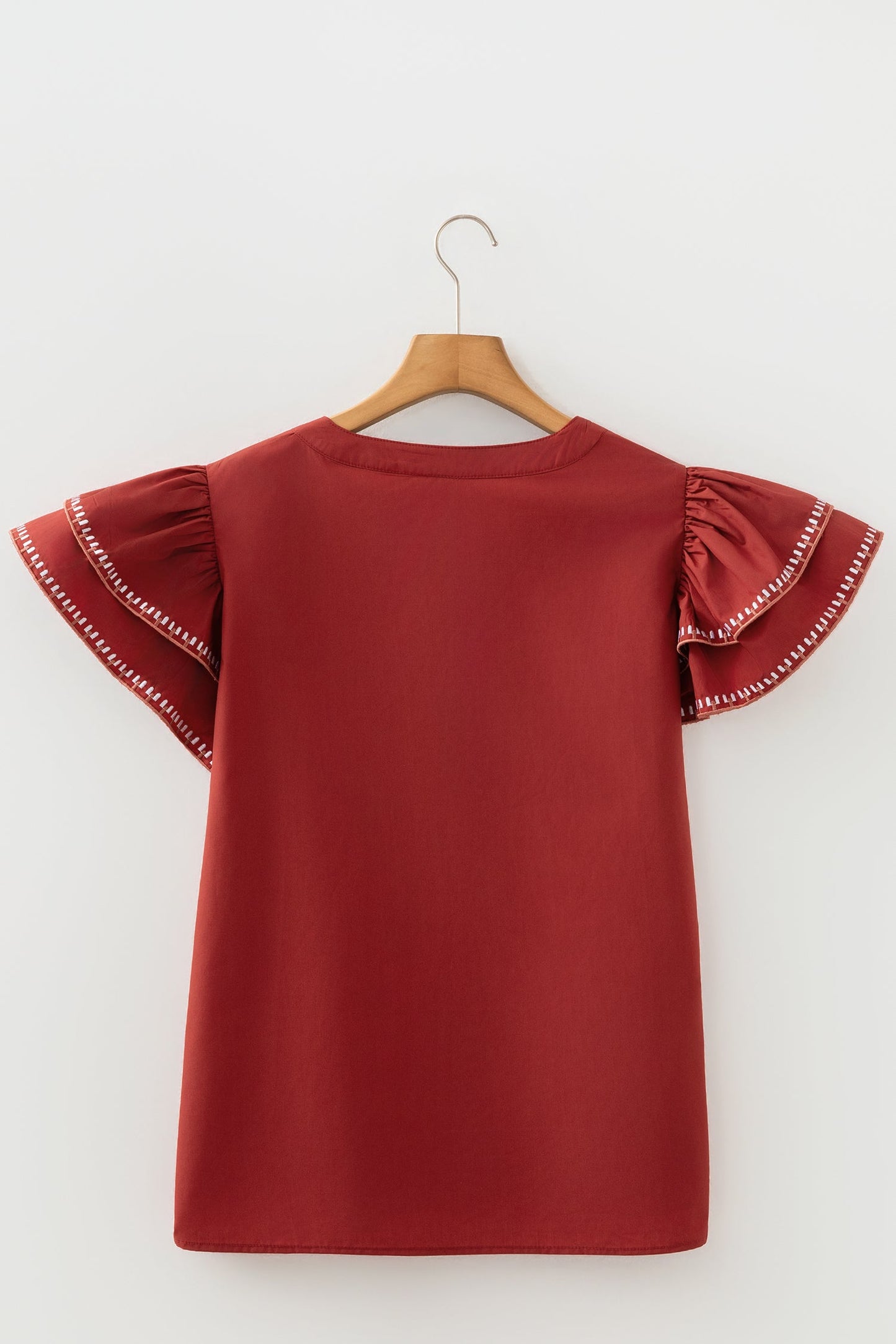 Threaded Pear Andie Trim Flutter Sleeve Blouse