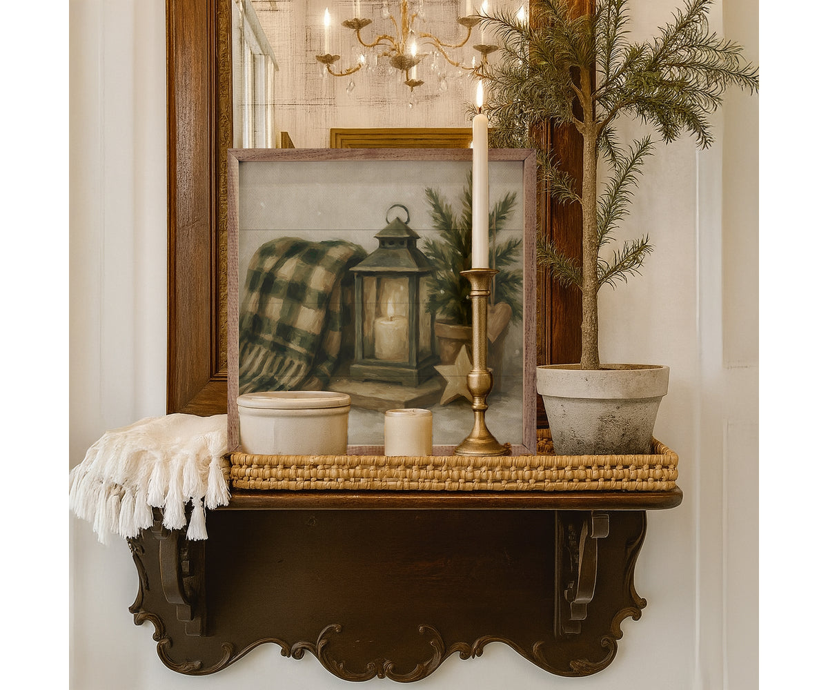 Kendrick Home Holiday Plaid Lantern
