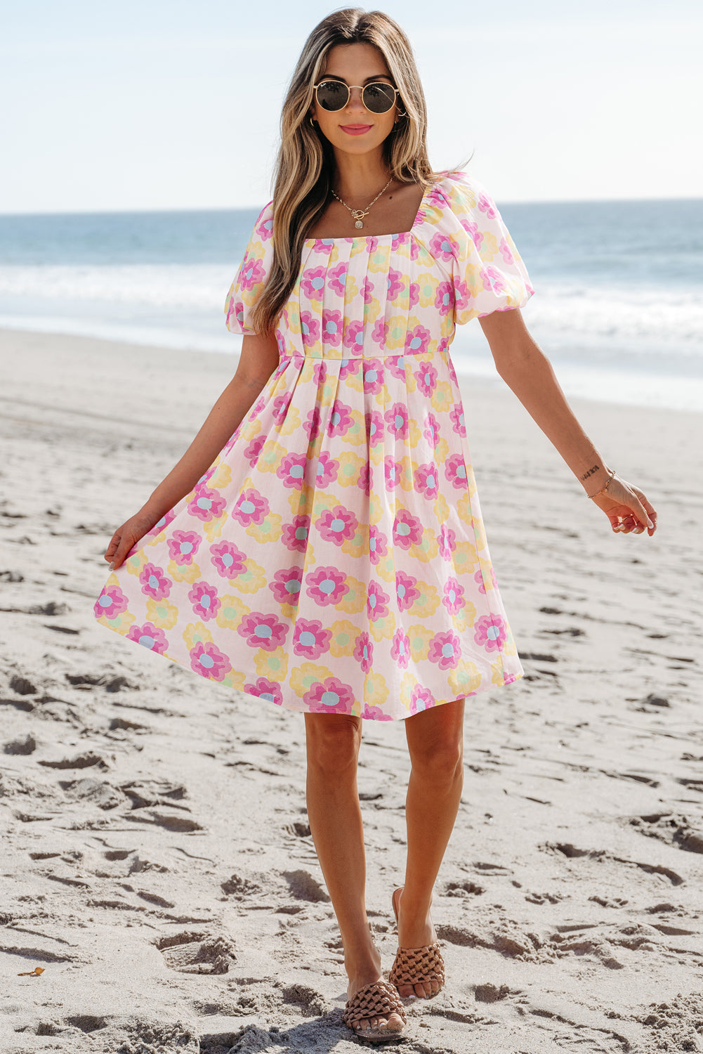 Threaded Pear Alessandra Pleated Flared Midi Dress