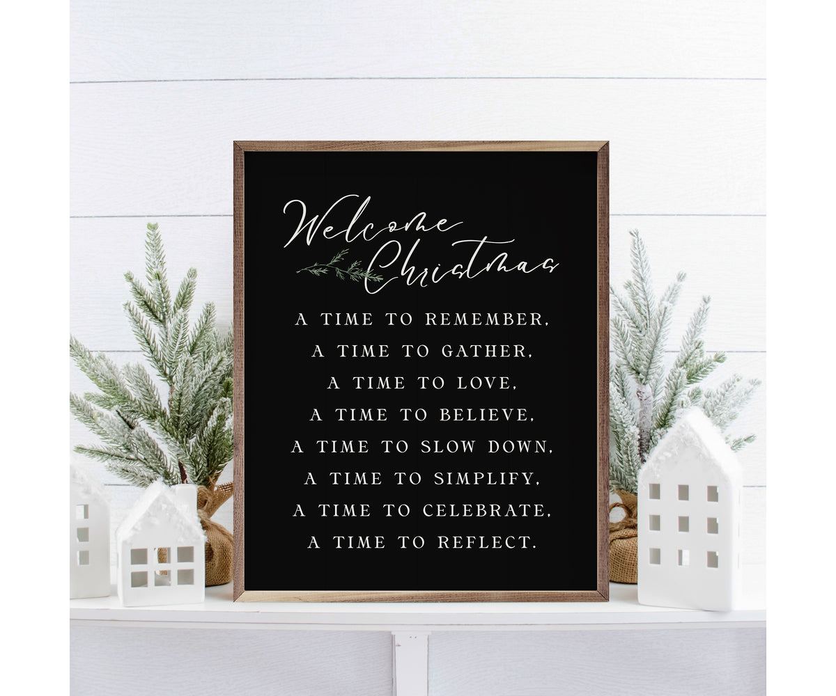 Kendrick Home Welcome Christmas A Time Greenery Black