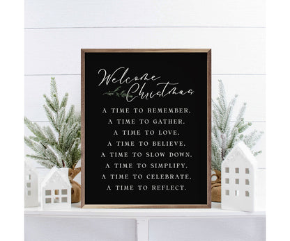 Kendrick Home Welcome Christmas A Time Greenery Black
