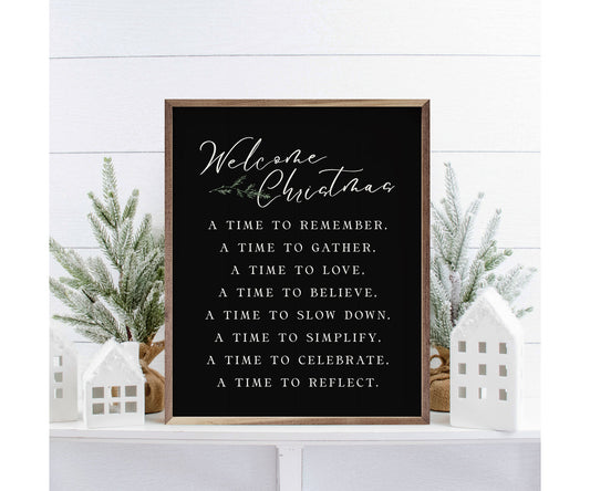 Kendrick Home Welcome Christmas A Time Greenery Black