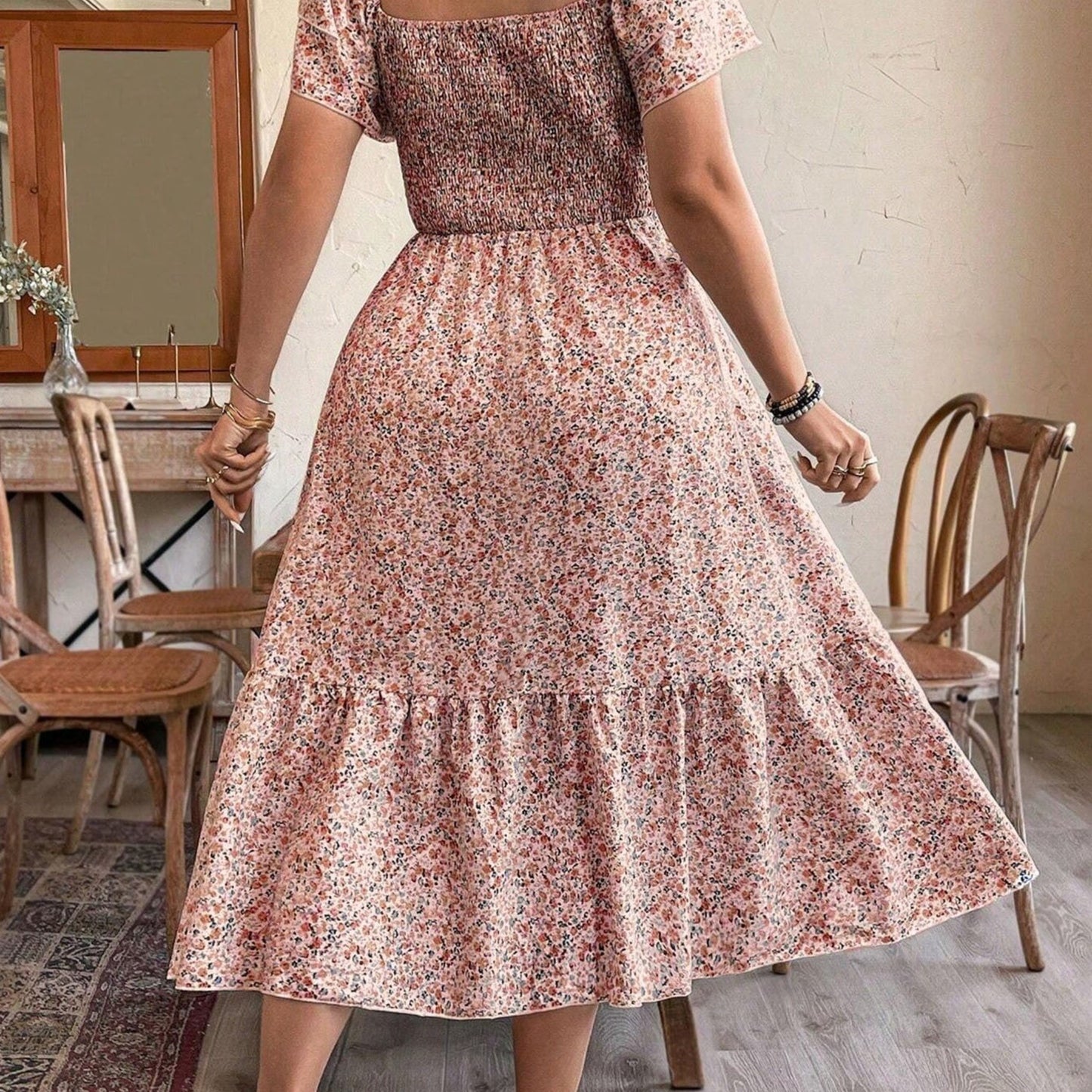 Plus Size Backless Midi Dress – Elegant Pleated Summer Party Dress