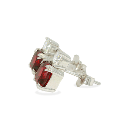 Lab Grown Ruby Silver Stud Earrings