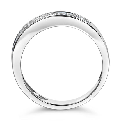 .925 Sterling Silver 1/3 Cttw Baguette Cut Diamond Channel Set Stackable Wedding Ring