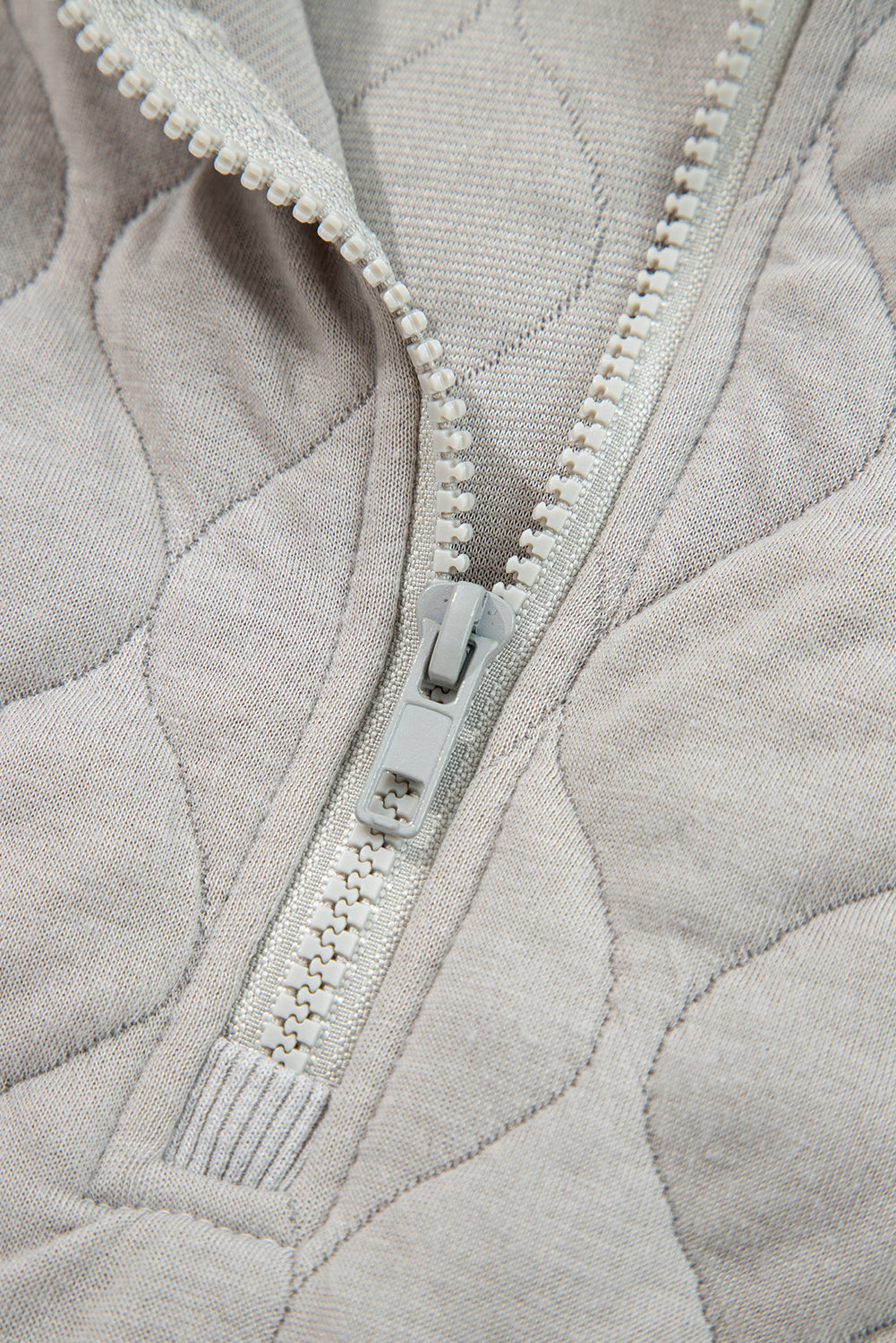 Threaded Pear Gray Quilted Quarter Zip Plus Size Hoodie