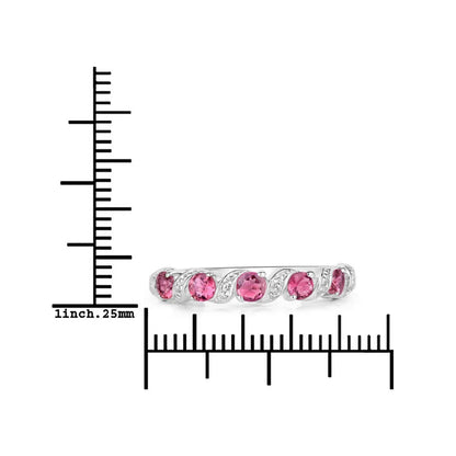 Genuine Pink Tourmaline 5 Stone Ring