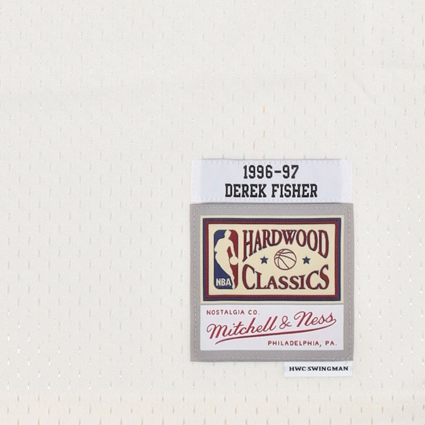 Men's Mitchell & Ness Cream Team Color Swingman Jersey Lakers 1996 Derek Fisher
