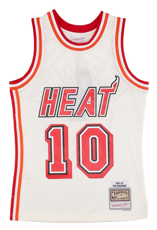 Men's Mitchell & Ness Cream Team Color Swingman Jersey Heat 1996 Tim Hardaway