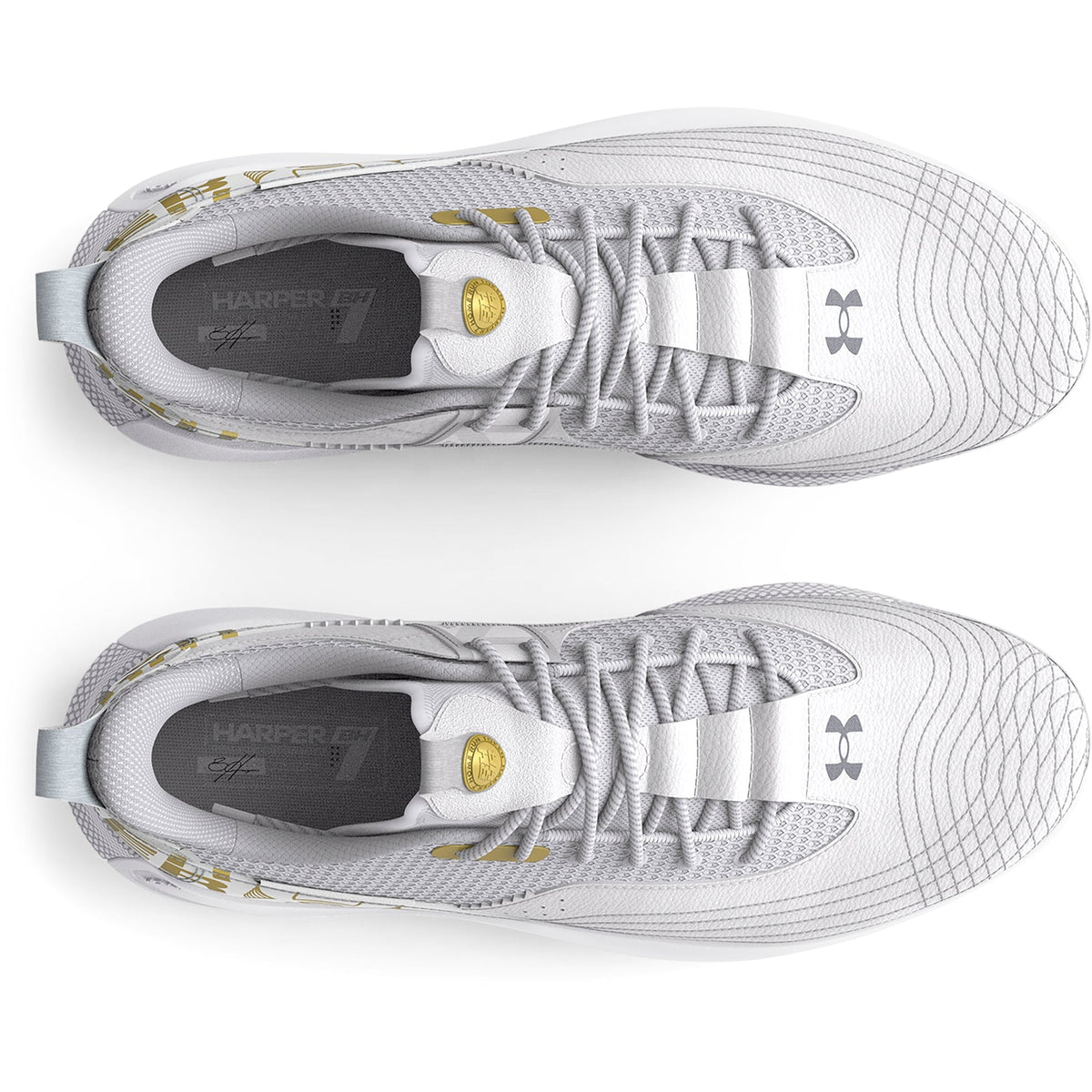 Under Armour Mens Harper 7 Low ST - White Metallic Gold