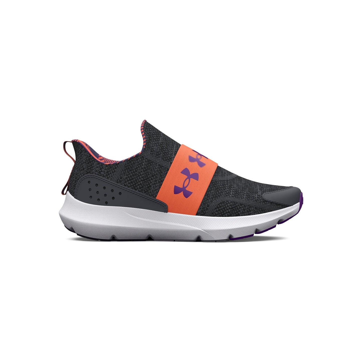 Under Armour Grade School Surge 3 Slip - Pitch Gray/Orange Blaze/Galaxy Purple