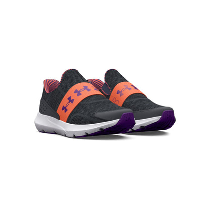 Under Armour Grade School Surge 3 Slip - Pitch Gray/Orange Blaze/Galaxy Purple