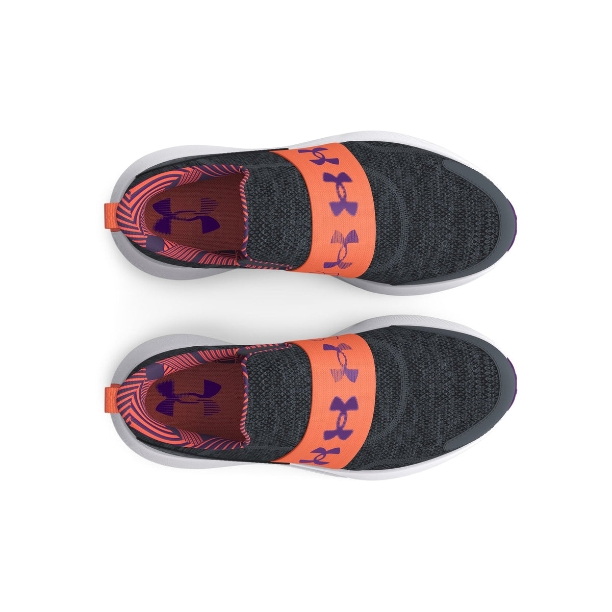 Under Armour Grade School Surge 3 Slip - Pitch Gray/Orange Blaze/Galaxy Purple