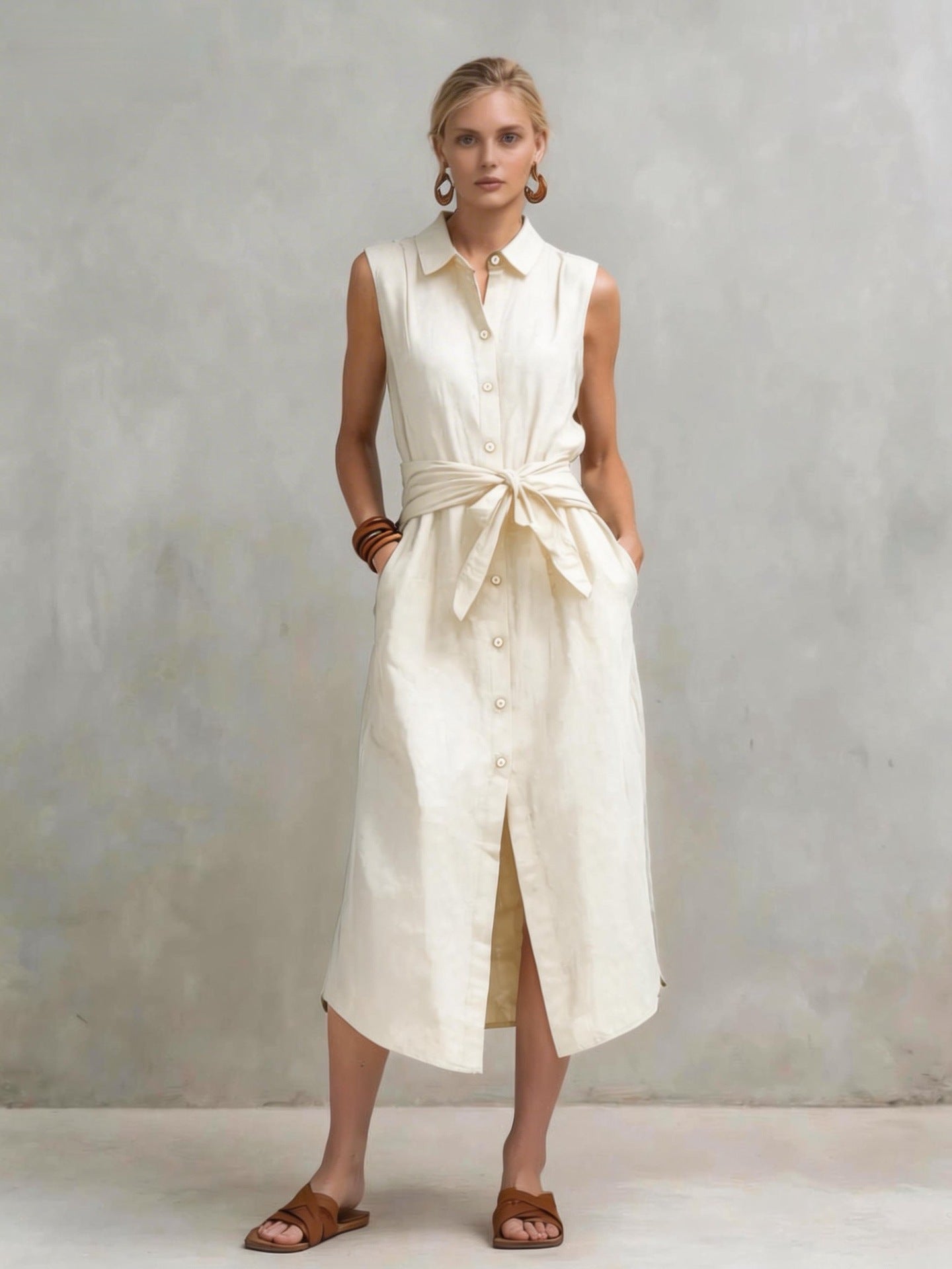 sleeveless straight cut dress Sleeveless Straight Cut Dart Dress