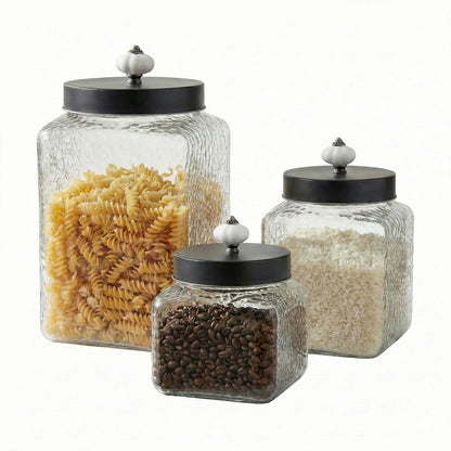 Jay Companies Hammered Square 3Pc Canister Set