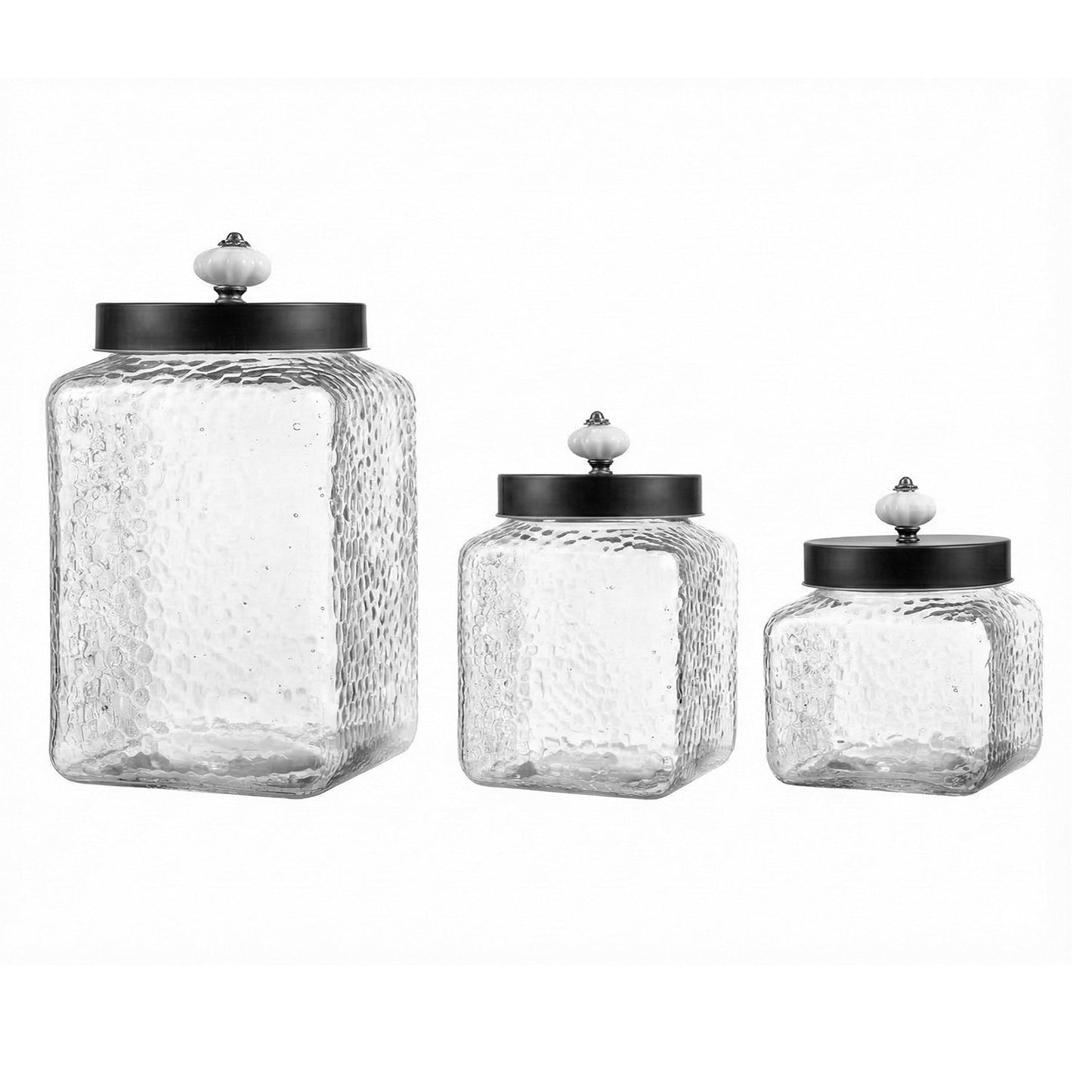 Jay Companies Hammered Square 3Pc Canister Set