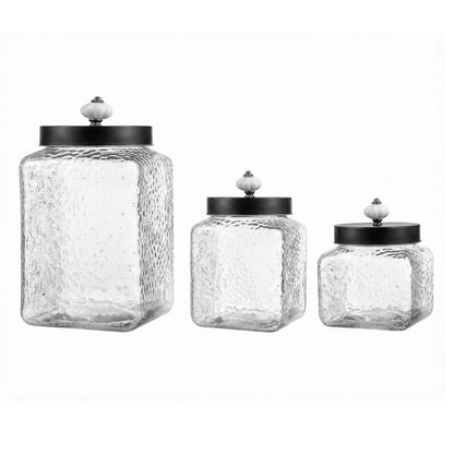 Jay Companies Hammered Square 3Pc Canister Set