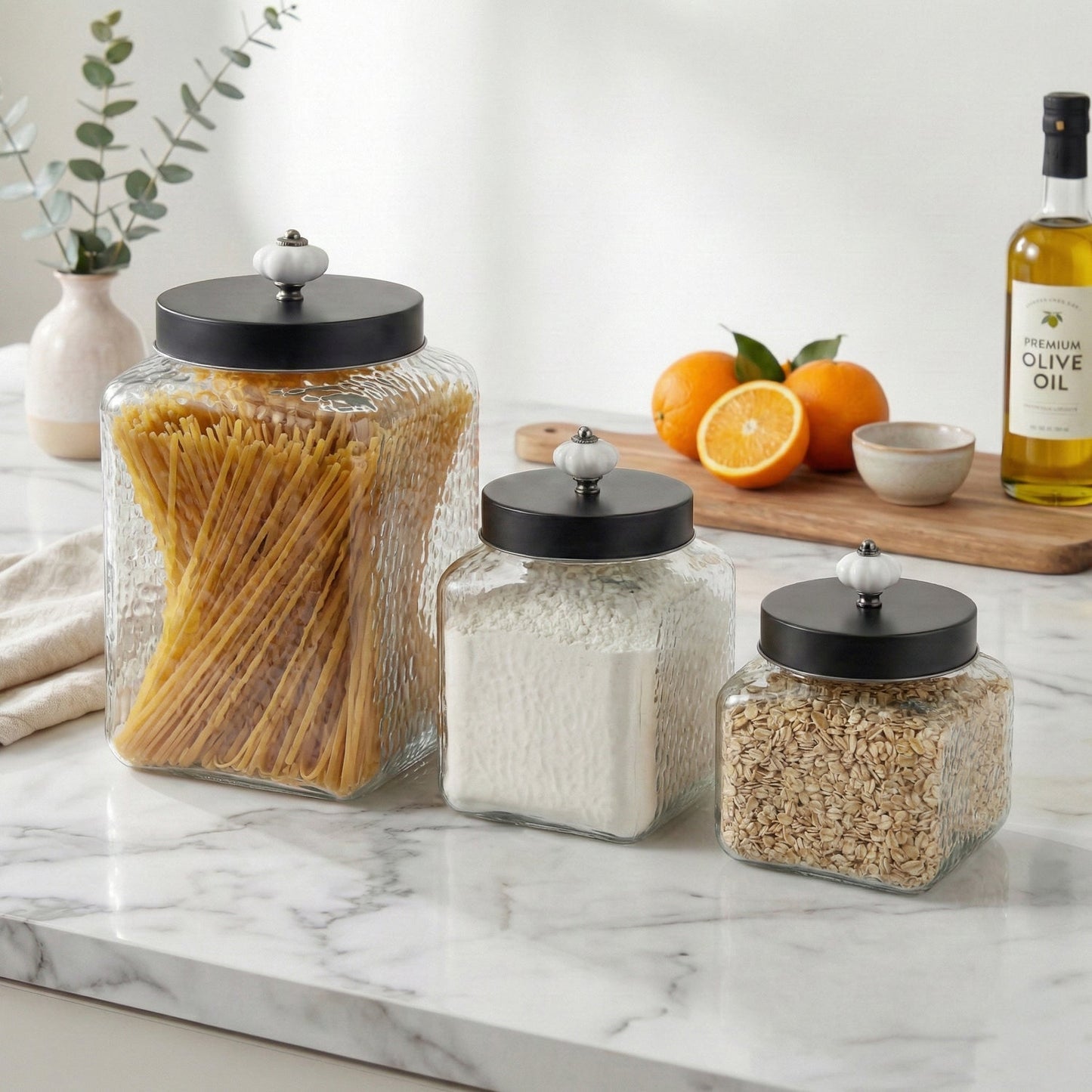 Jay Companies Hammered Square 3Pc Canister Set