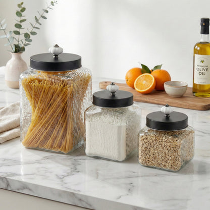 Jay Companies Hammered Square 3Pc Canister Set