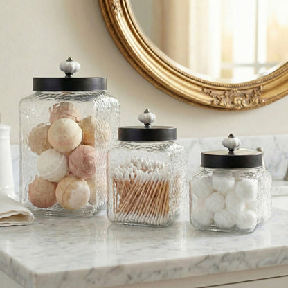 Jay Companies Hammered Square 3Pc Canister Set