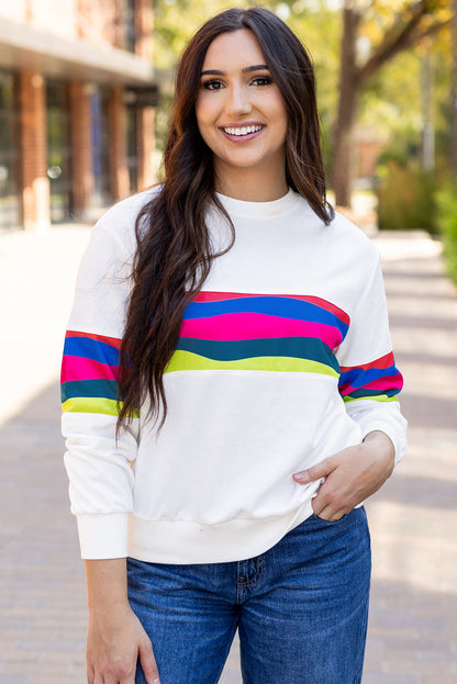Alora Striped Accent Long Sleeve Top - Threaded Pear