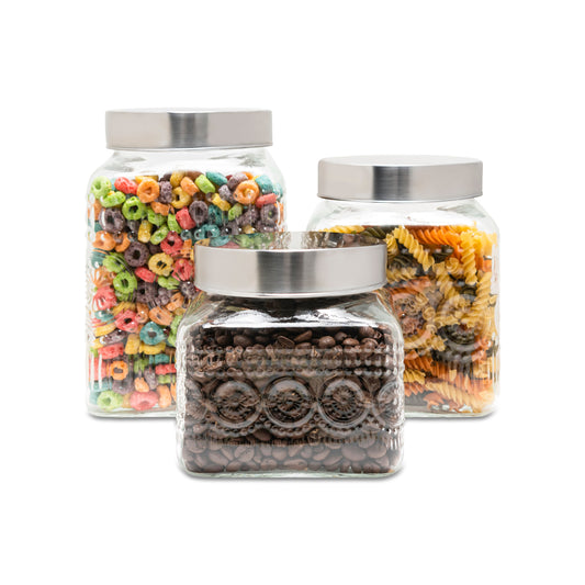Jay Companies Medallion Embossed Set Of 3 Canister
