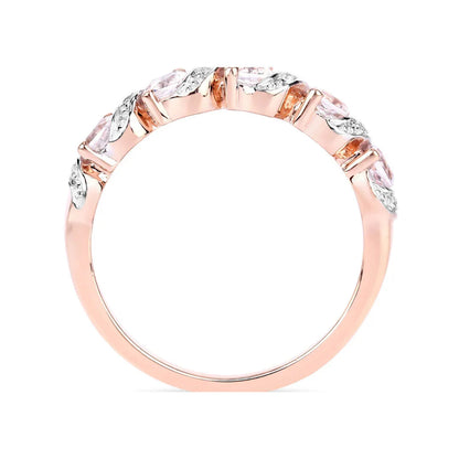 Peach Genuine Morganite 5 Stone Ring