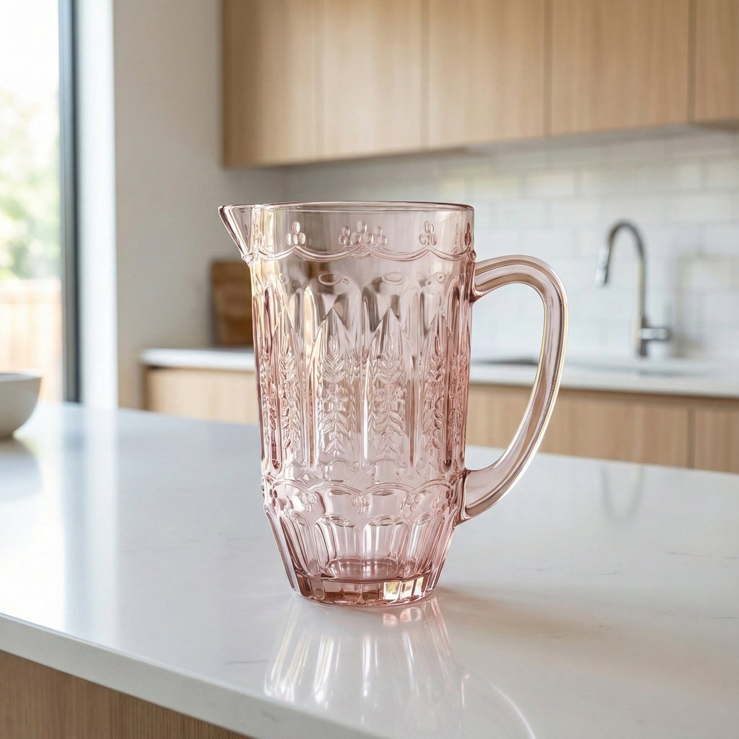 Jay Companies Vintage Pink Glass Pitcher 43.9 Oz.