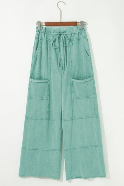 Threaded Pear Brittany Mineral Wash Exposed Seam Drawstring Cargo Pants