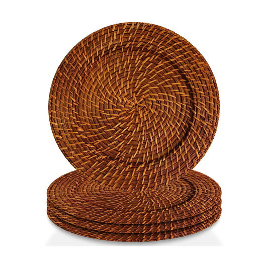 Jay Companies Harvest Rattan Charger Set Of 4