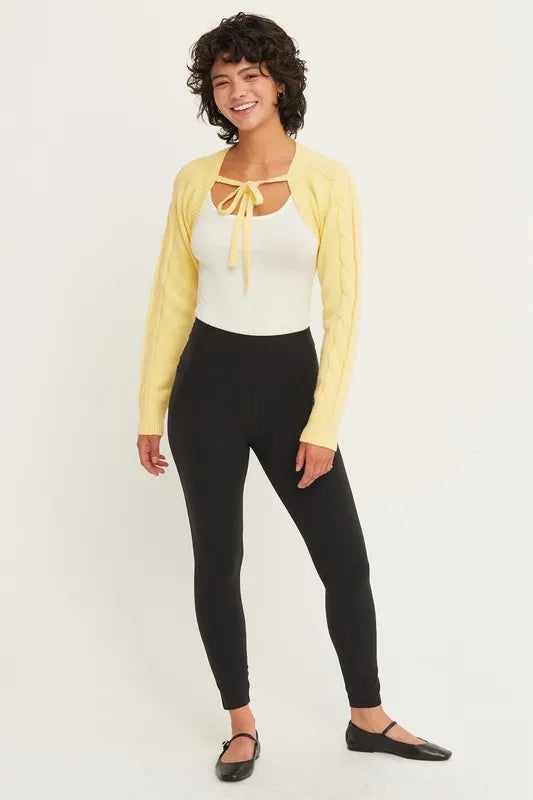 HYFVE Cable-Knit Tie-Front Shrug