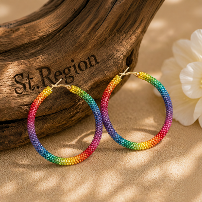 Rainbow Cubic Zirconia & Goldtone Hoop Earrings