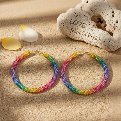 Rainbow Cubic Zirconia & Goldtone Hoop Earrings