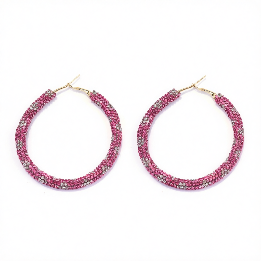 Rose Cubic Zirconia & Goldtone Hoop Earrings