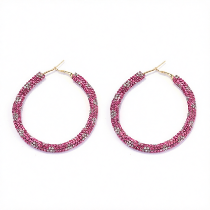 Rose Cubic Zirconia & Goldtone Hoop Earrings