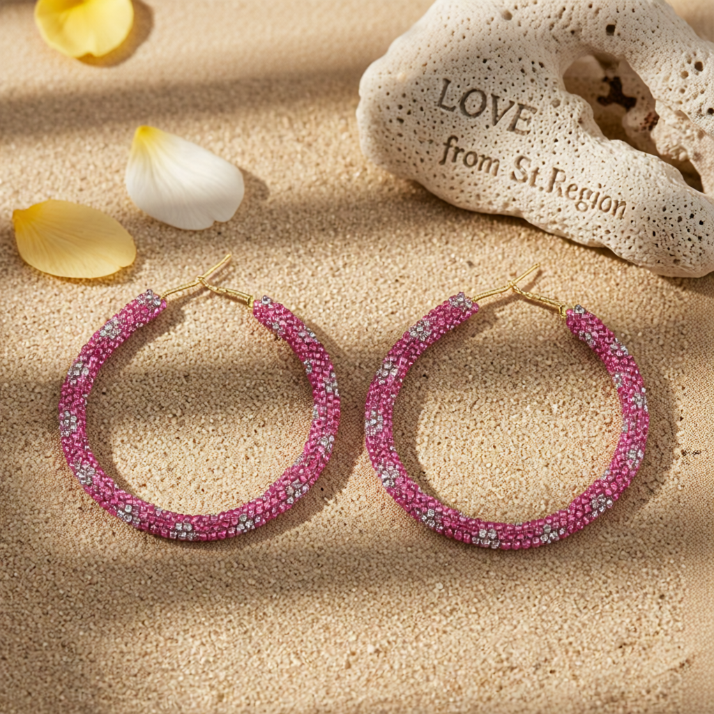 Rose Cubic Zirconia & Goldtone Hoop Earrings