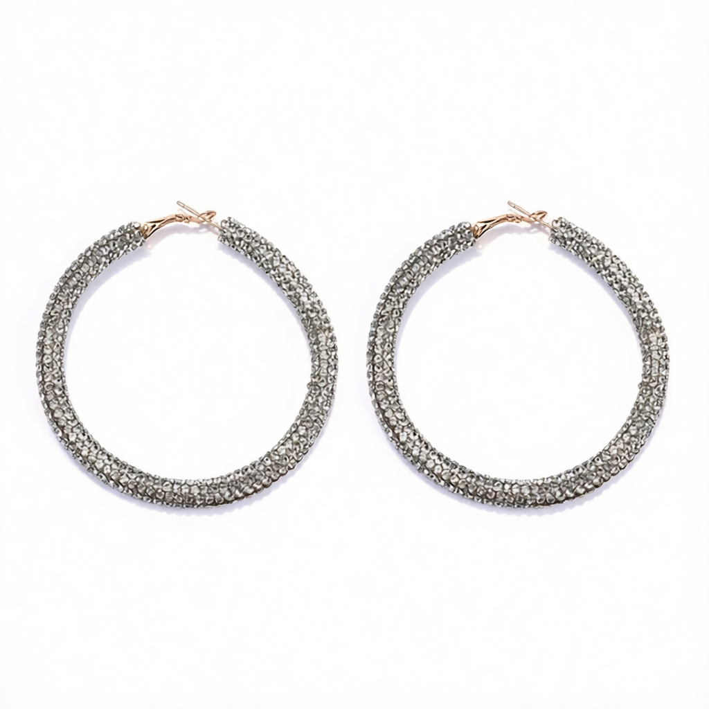 Clear Cubic Zirconia & Goldtone Hoop Earrings
