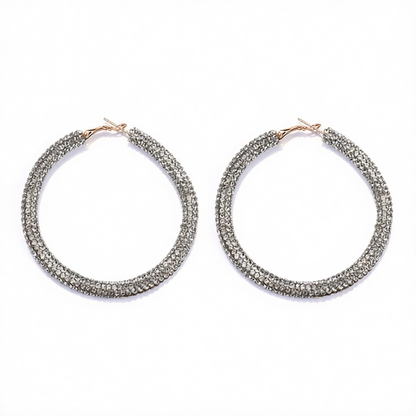 Clear Cubic Zirconia & Goldtone Hoop Earrings