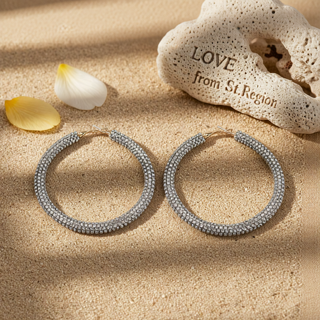 Clear Cubic Zirconia & Goldtone Hoop Earrings