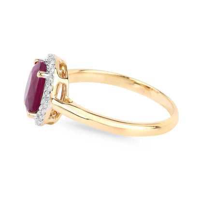 1.41 Ct Oval Pink Ruby Diamond Prong 10K Gold Halo Ring