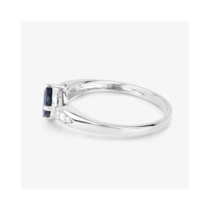 0.85 Ct Round Blue Sapphire & Diamond Prong 10k Gold Cocktail Ring