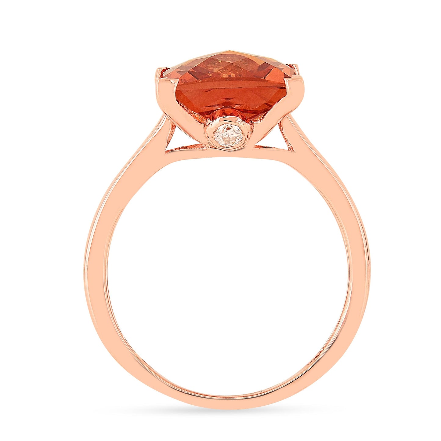 4.24 Ct Square Orange Lab Grown Padparadscha Sapphire Prong 18K Rose Gold Plated Silver Solitaire Ring
