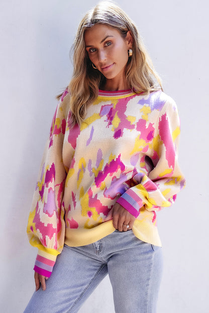 Threaded Pear Aria Colorblock Balloon Sleeve Sweater