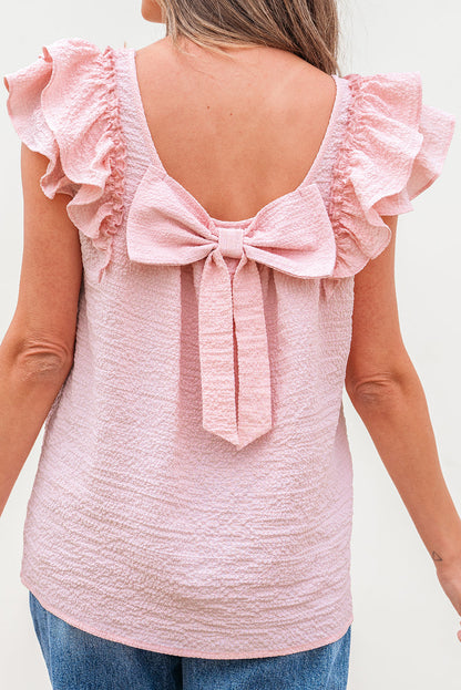 Threaded Pear Katelyn Textured Bow Knot Blouse