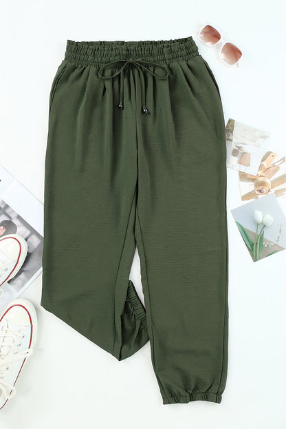 Threaded Pear Emory Drawstring Smocked Waist Joggers