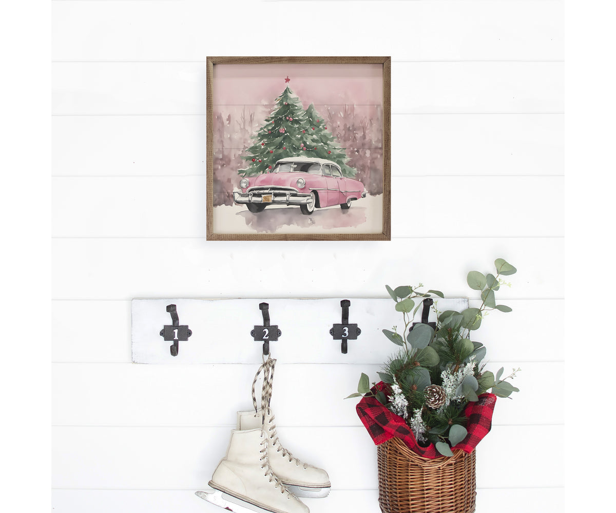Kendrick Home Pink Car With Christmas Trees