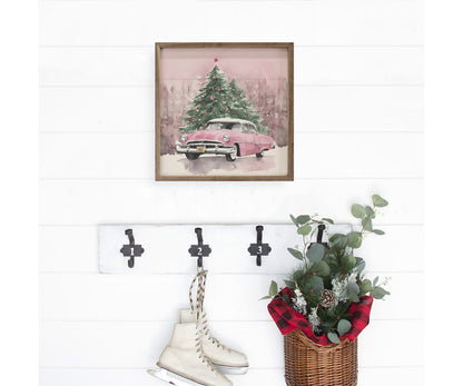 Kendrick Home Pink Car With Christmas Trees